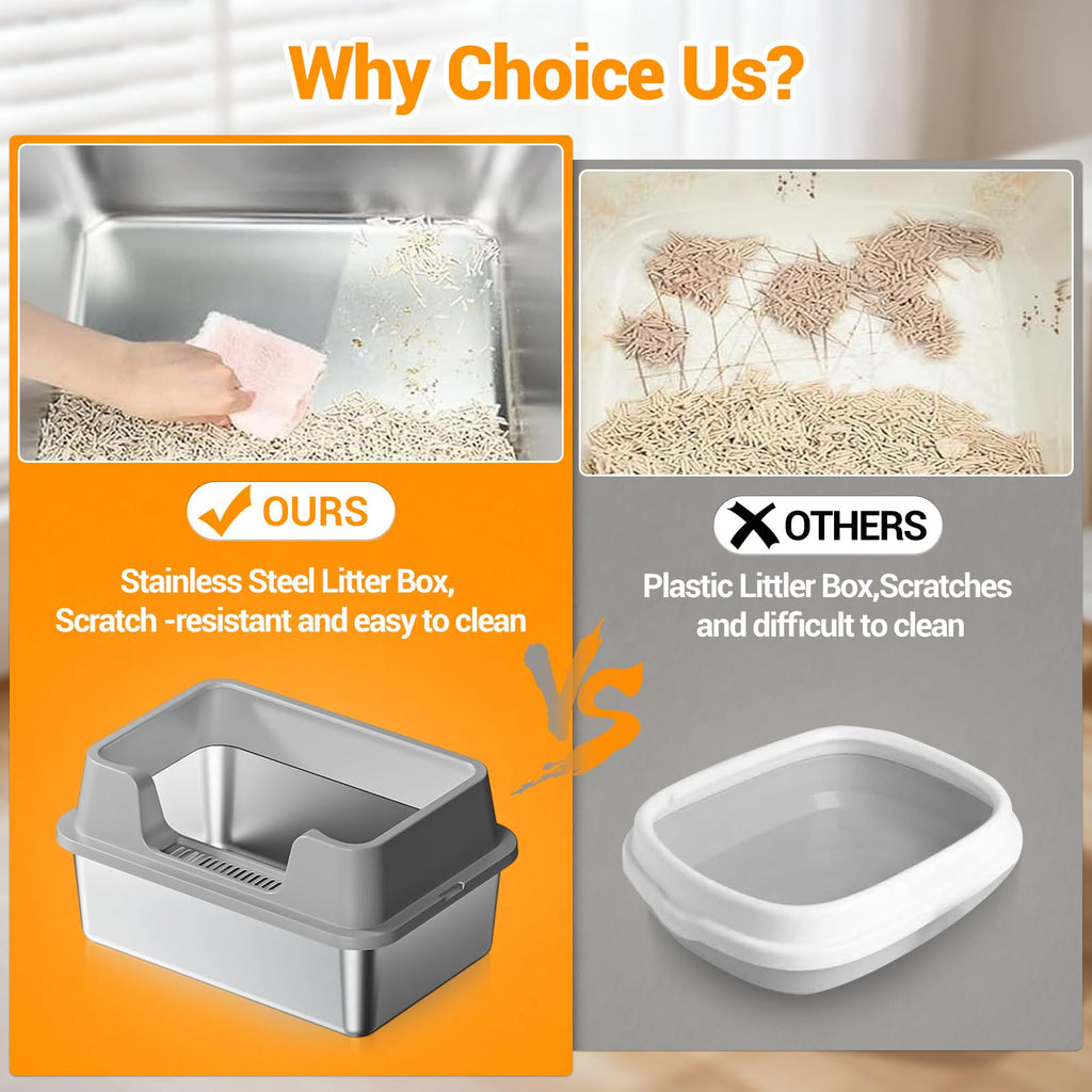 XL Enclosed Stainless Steel Cat Litter Box with Lid S11660