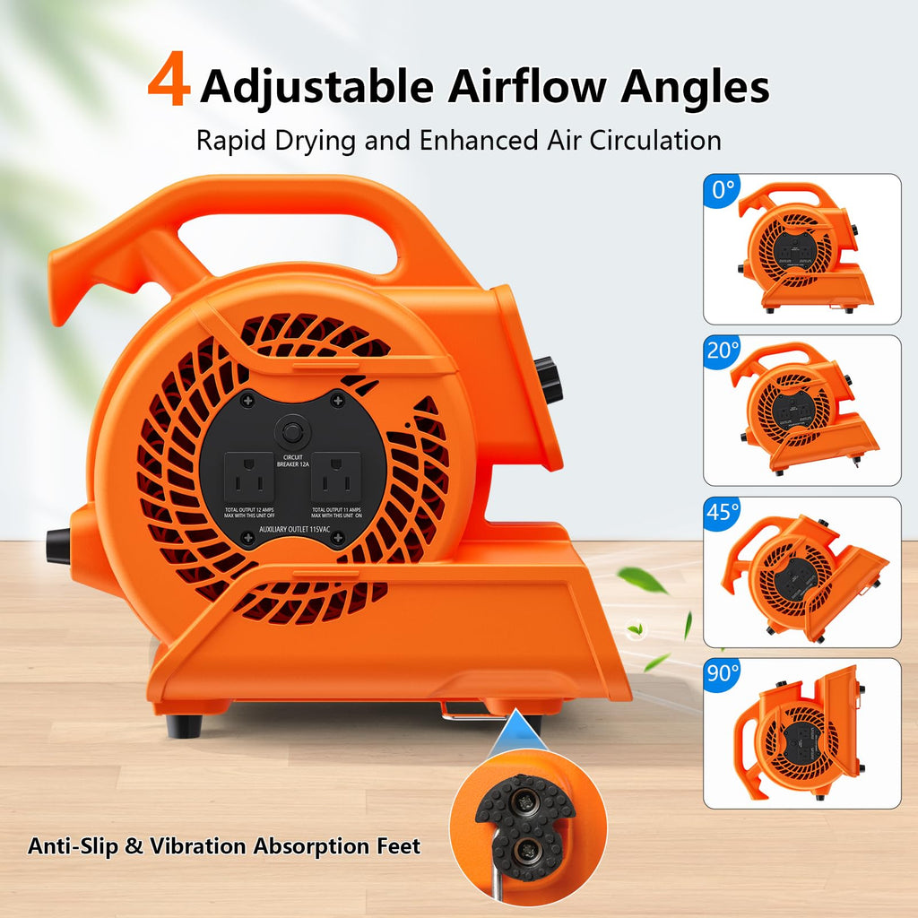 1/6 HP 600 CFM Portable Air Mover Blower Fan K30139