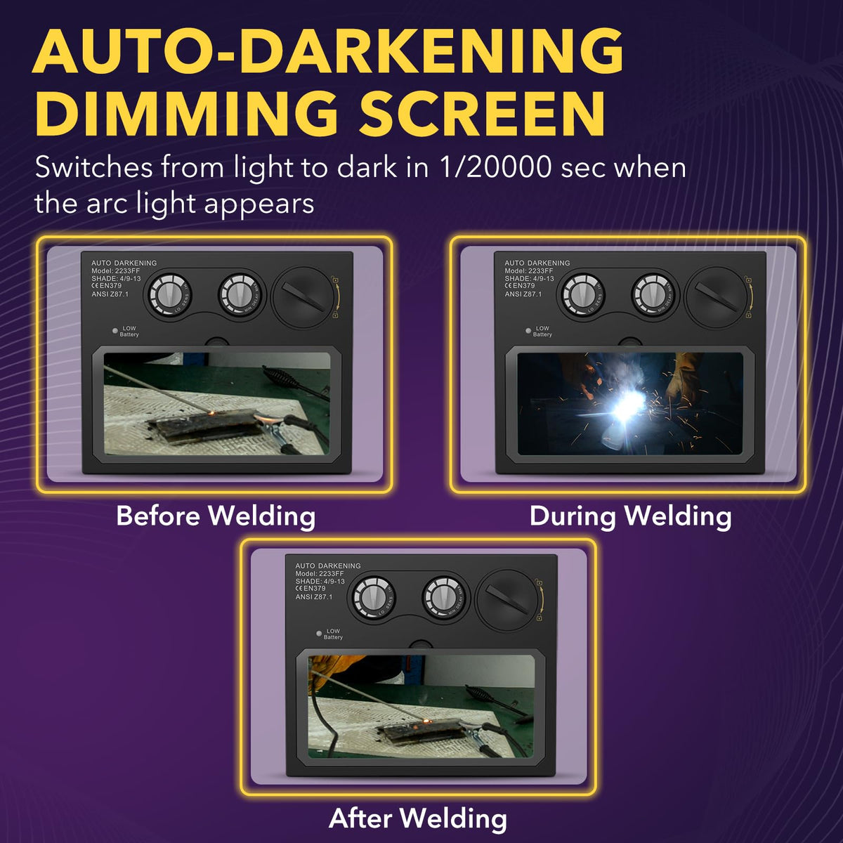 Auto Darkening Welding Lens Solar True Color E619