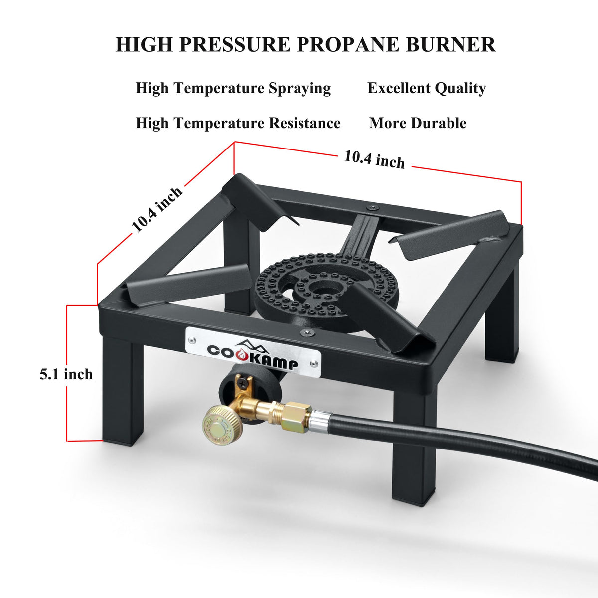 Single High Pressure Propane Camp Stove with Adjustable Regulator and Hose B63044
