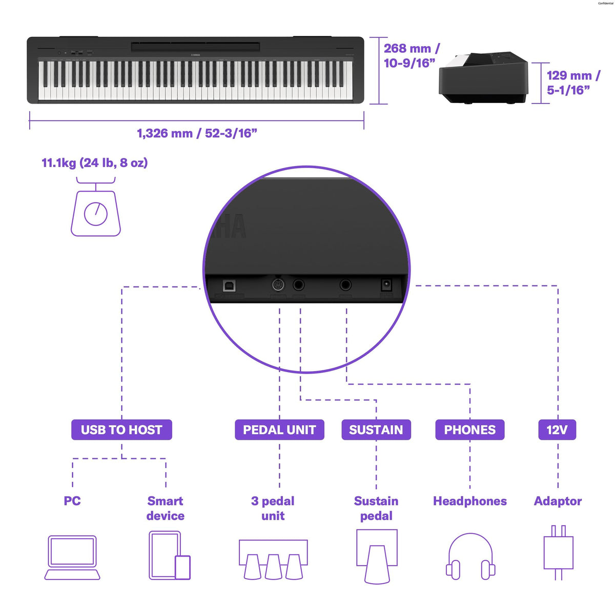88-Key Digital Piano with Weighted Keys X5088