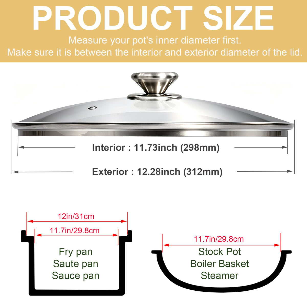 12 Inch Tempered Glass Pan Lid S113205