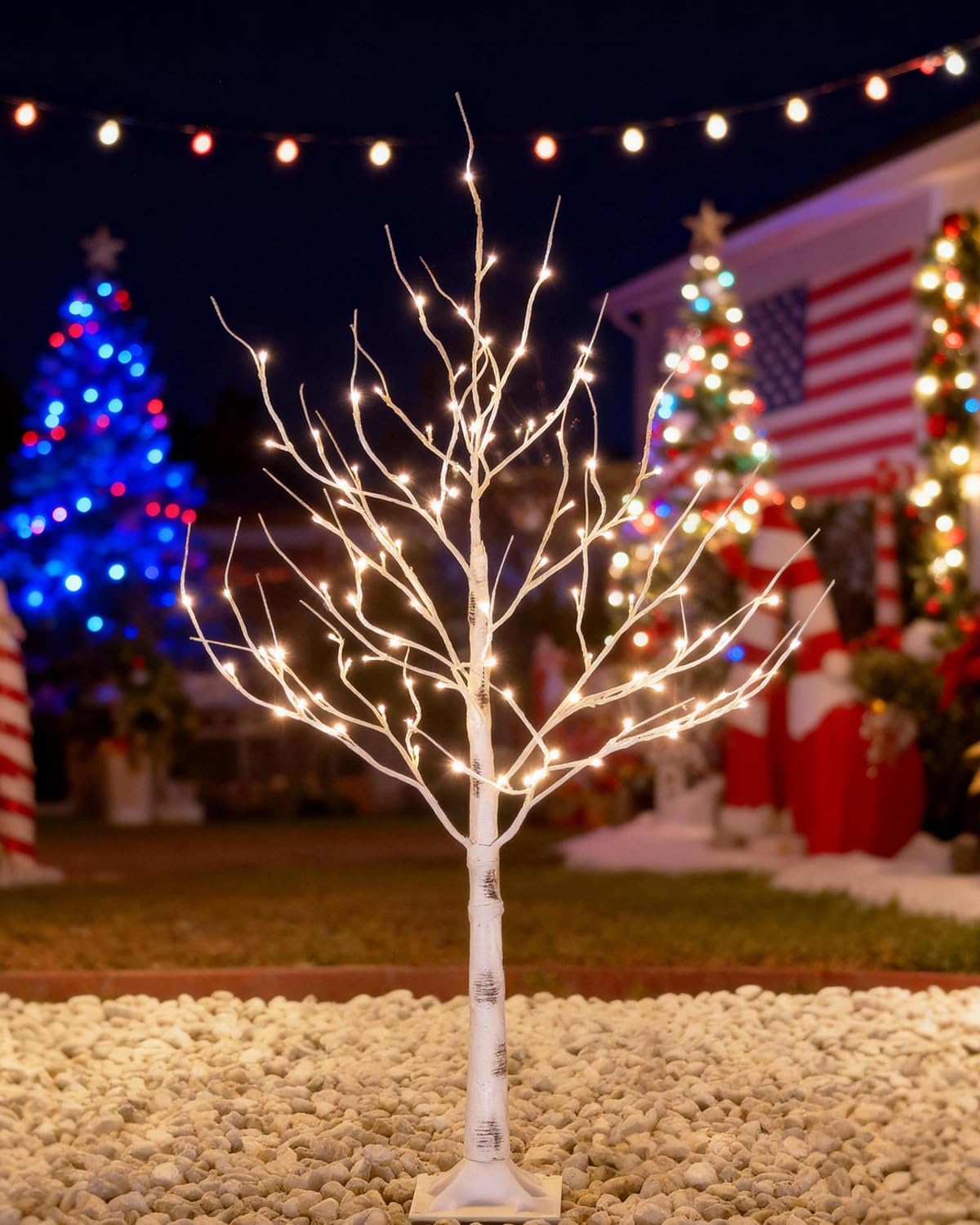 Lighted Birch Tree Set 4ft 6ft 8ft 512 Warm White LEDs X36261