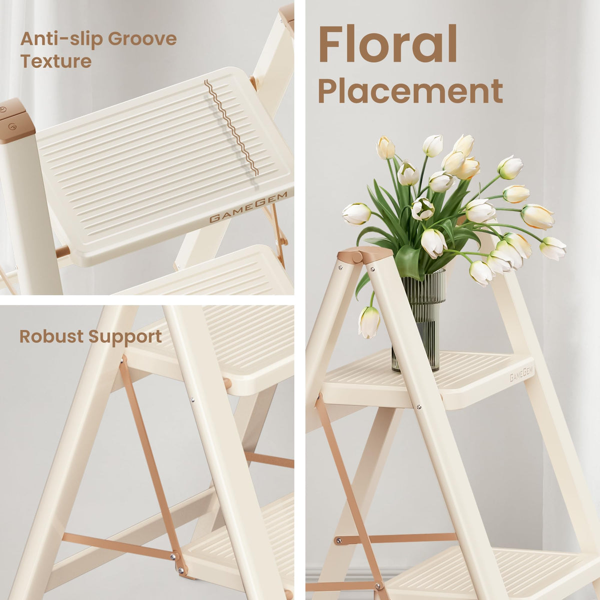 3 Step Folding Ladder with Anti Slip Pedal Y990653