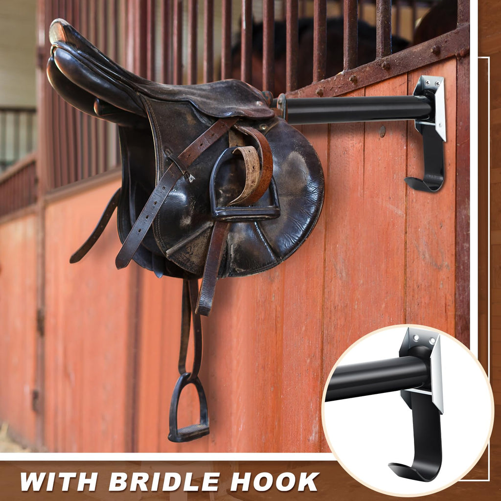 2 Pcs Wall Mount Saddle Rack with Bridle Holder R707465