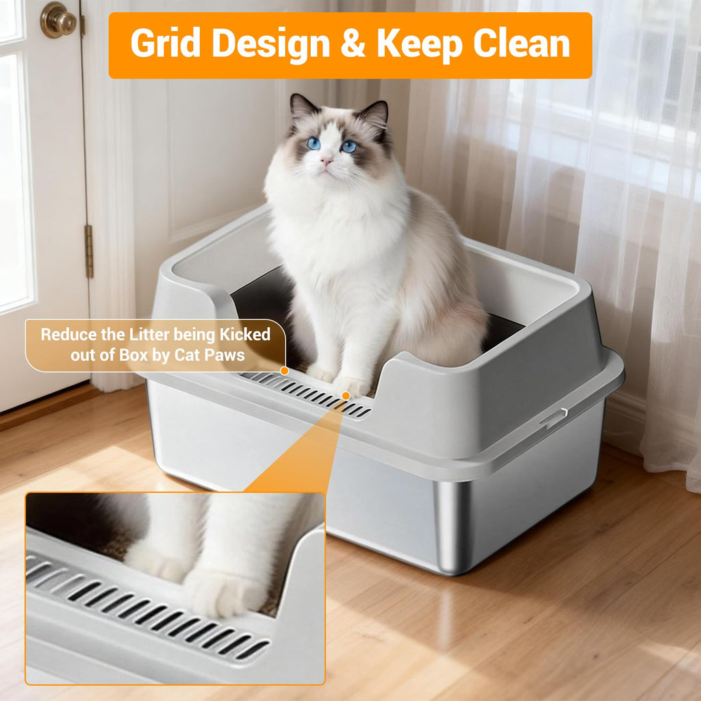 XL Enclosed Stainless Steel Cat Litter Box with Lid S11660