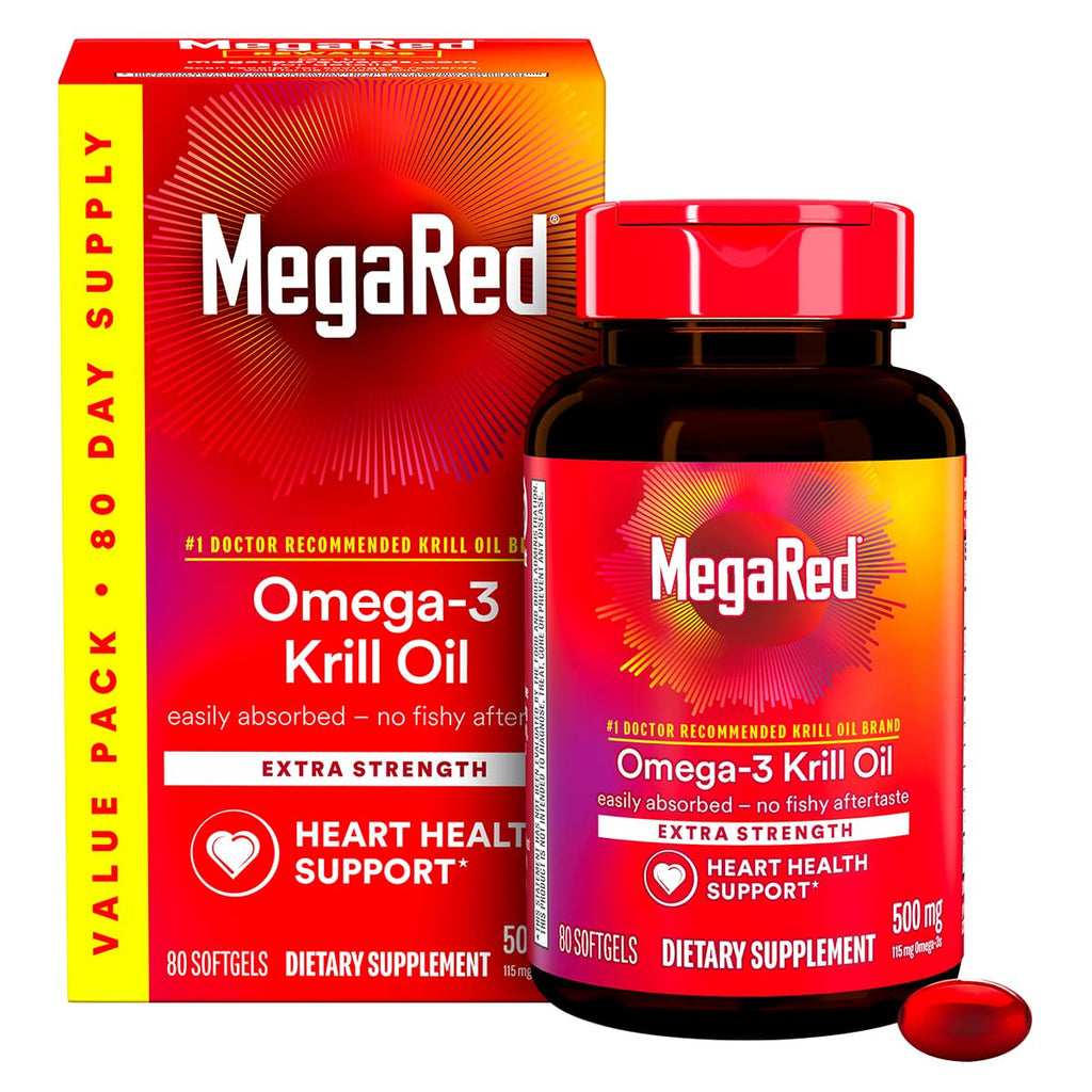 500mg Omega-3 Krill Oil Softgels 80 Count 2 Pack C42935