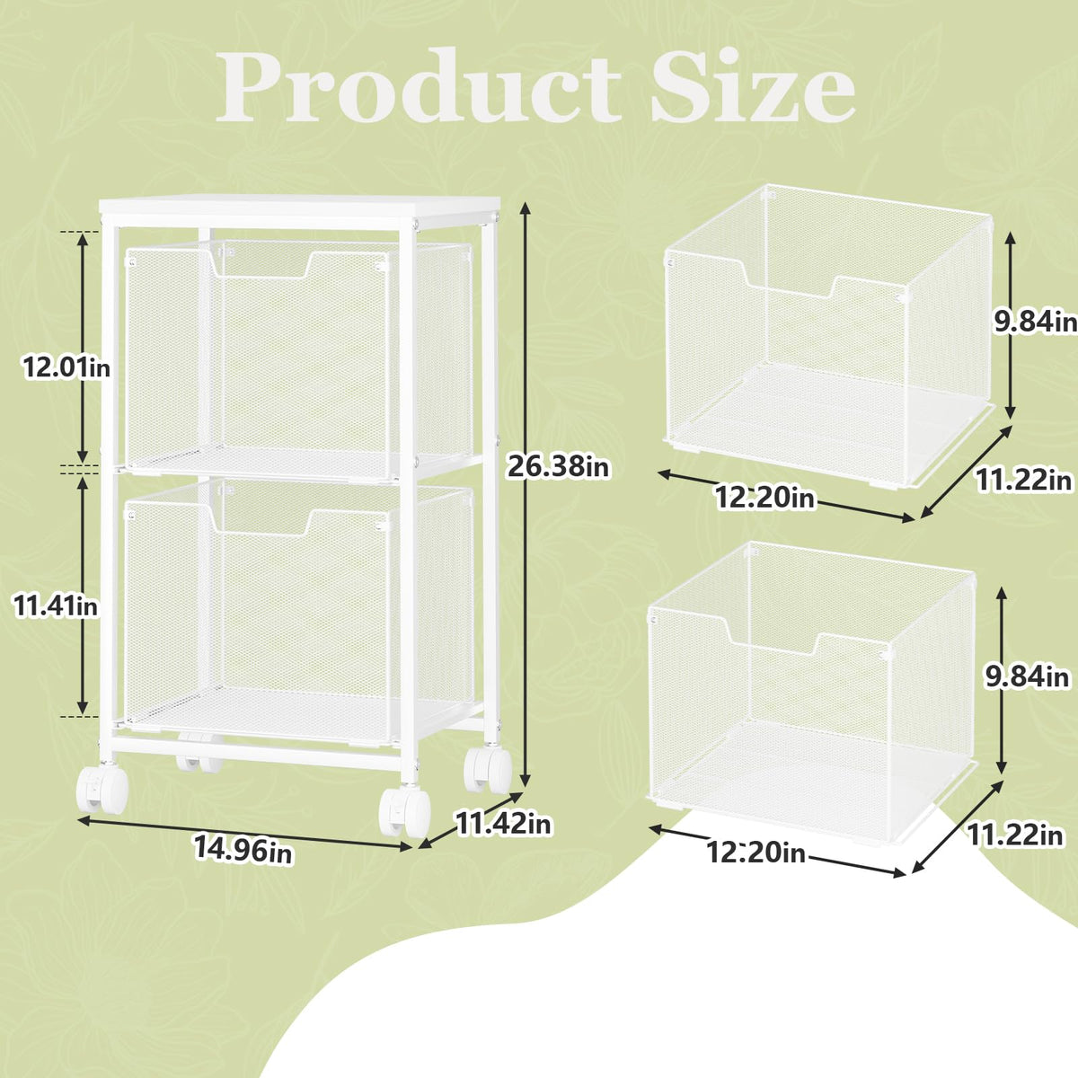 Rolling File Cart with 2 Storage Drawers A860923
