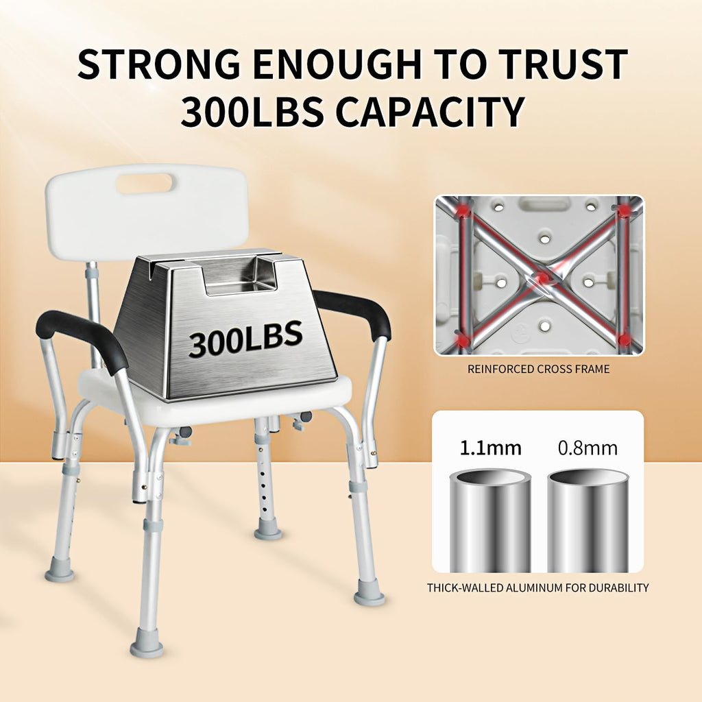 Extra Wide 300 lbs Capacity Shower Chair with Arms & Back H997384