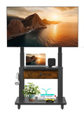 Rolling TV Stand with Fabric Drawer Storage for 32-75 Inch Flat/Curved Screen S313