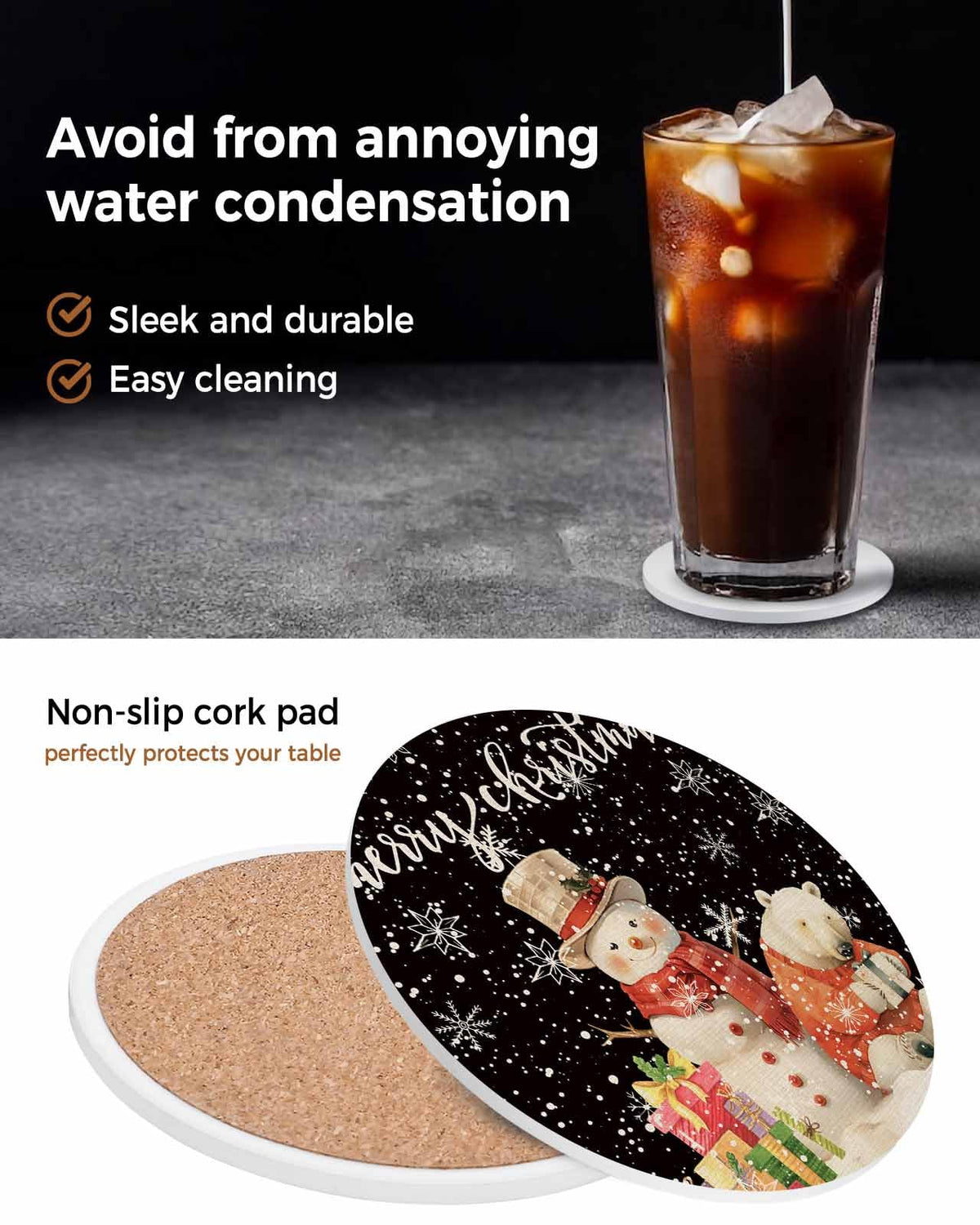 Set of 6 Absorbent Ceramic Stone Coasters with Holder H575557