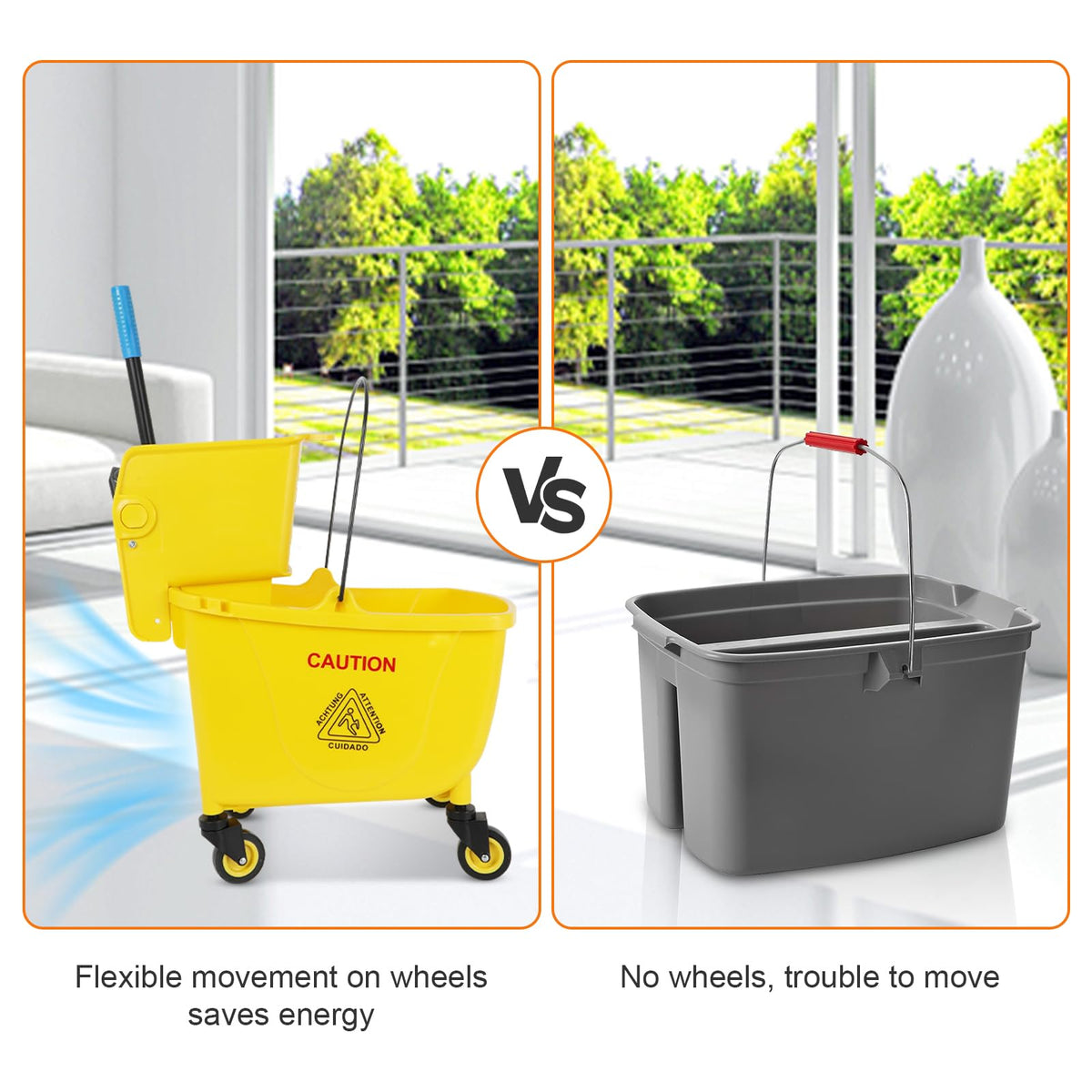 Commercial Mop Bucket with Wringer, 35 Quart Mop and Bucket Set P518
