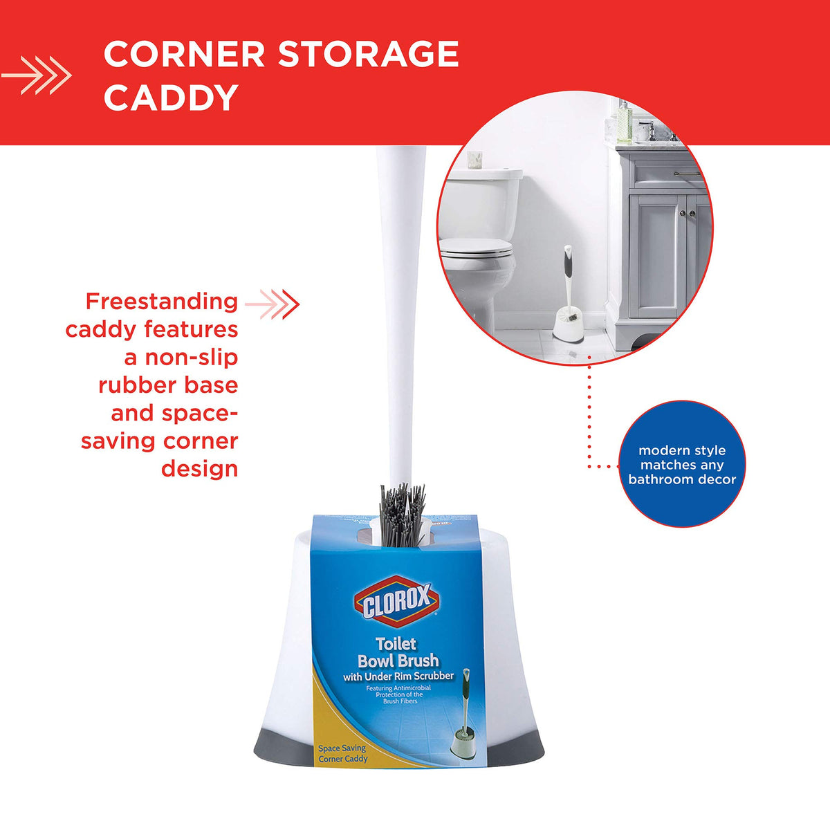 White Toilet Bowl Brush with Storage Caddy S5079
