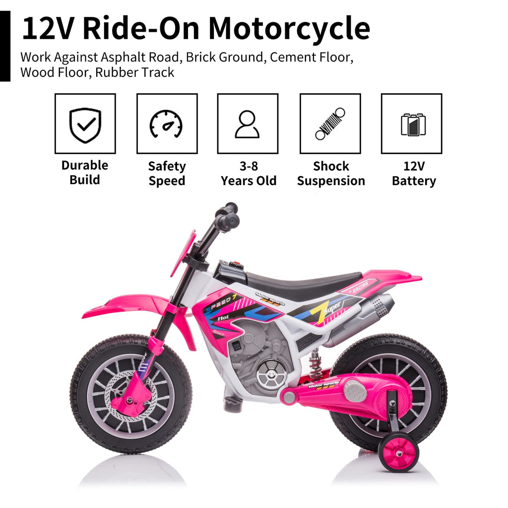 12V Ride On Motorcycle with Training Wheels Y685