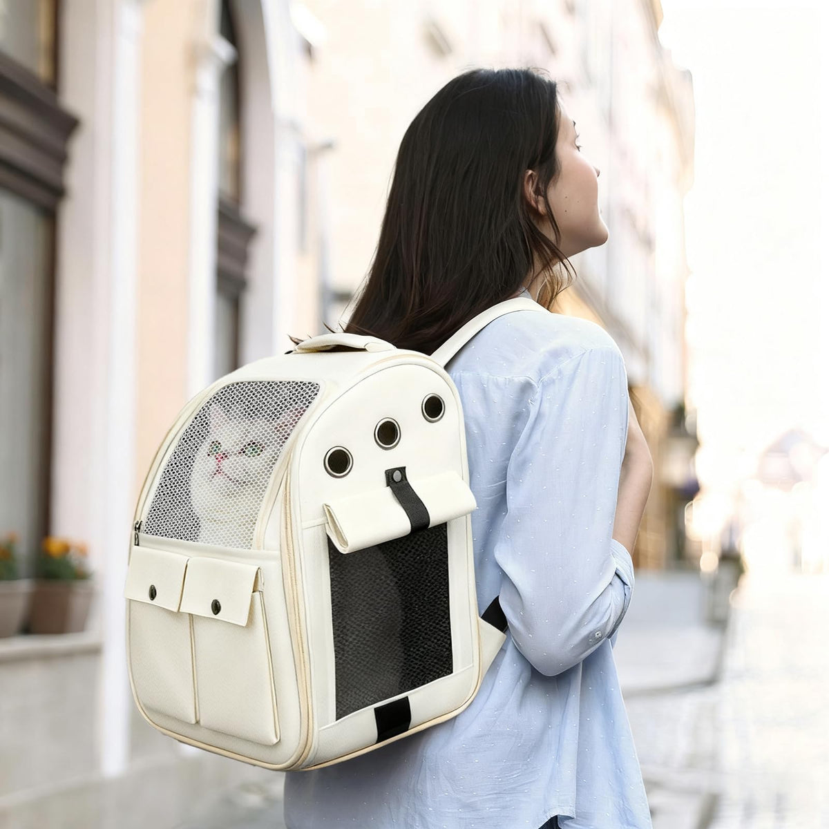 Ventilated Breathable Mesh Cat Carrier Backpack E358610