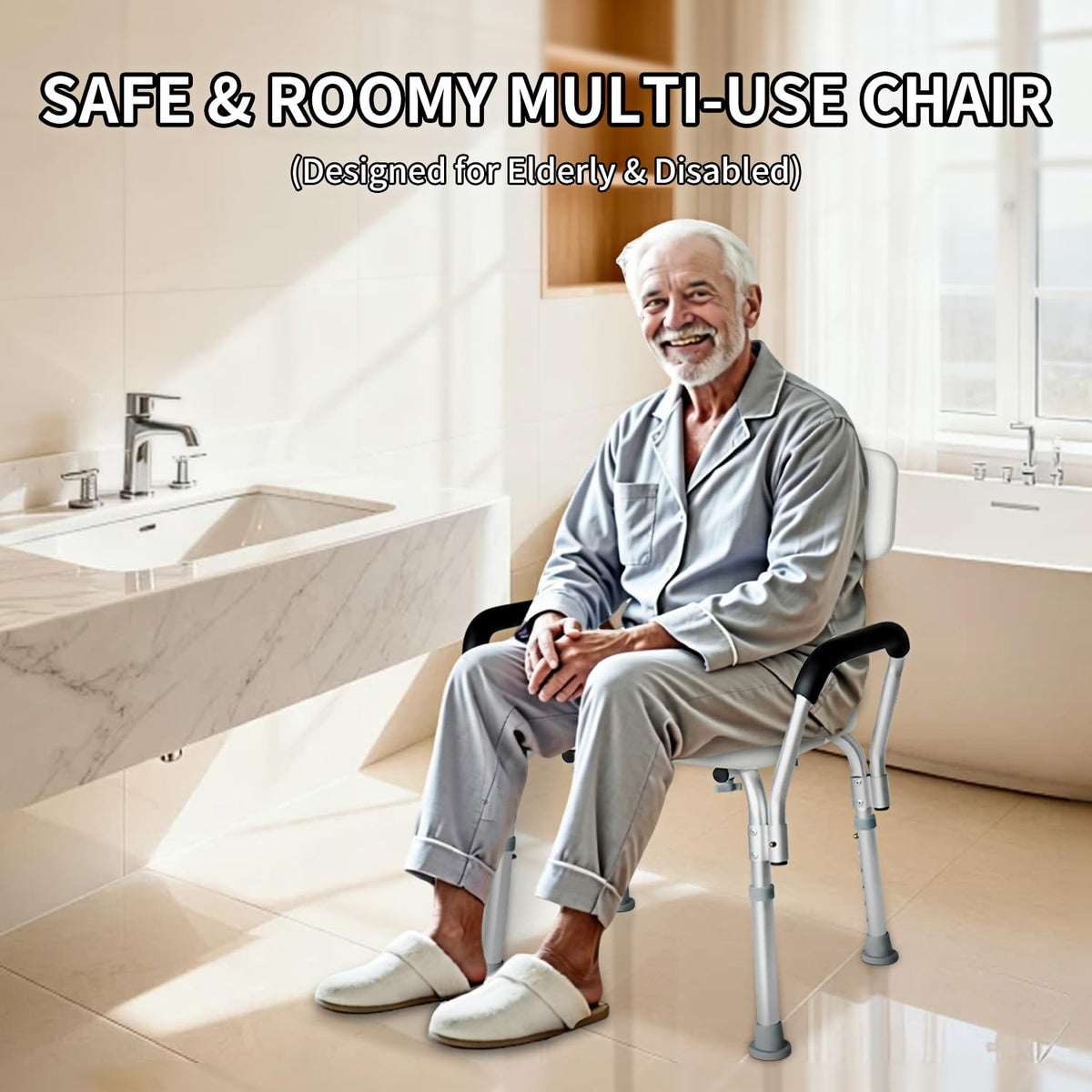 Extra Wide 300 lbs Capacity Shower Chair with Arms & Back H997384