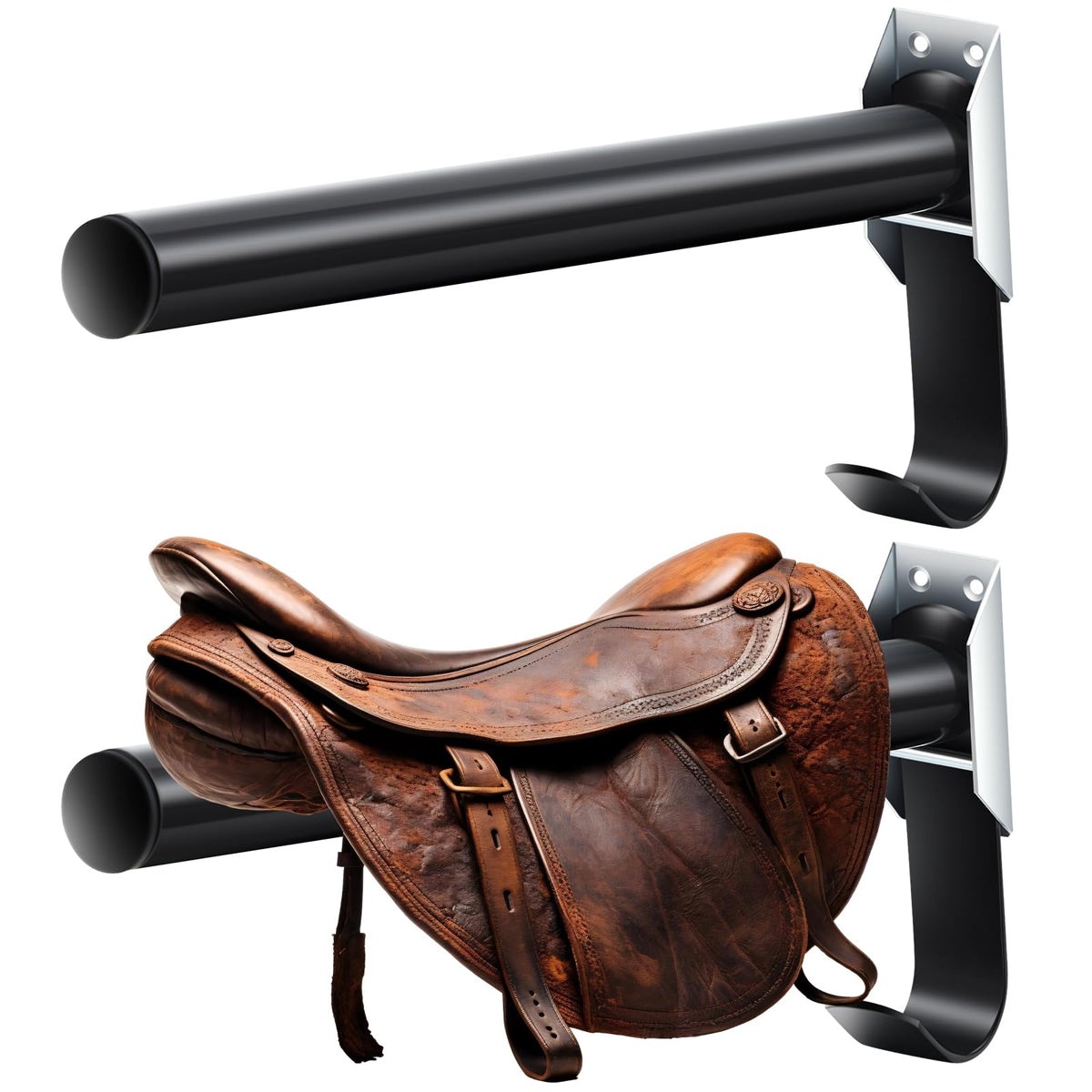 2 Pcs Wall Mount Saddle Rack with Bridle Holder R707465