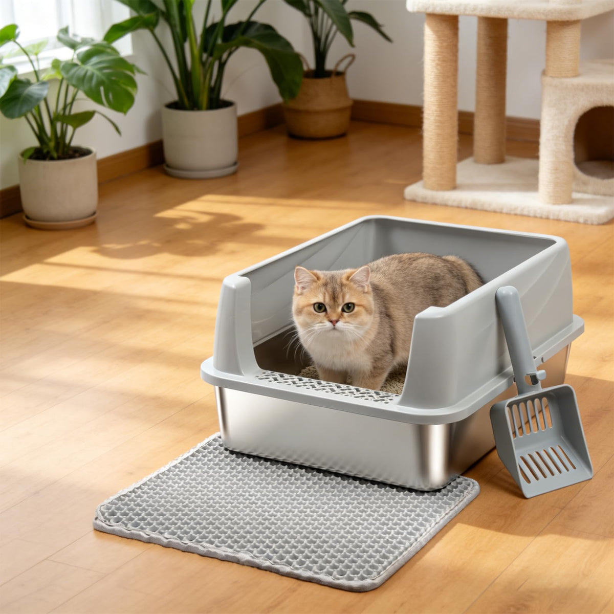 Stainless Steel Litter Box with Lid V921171