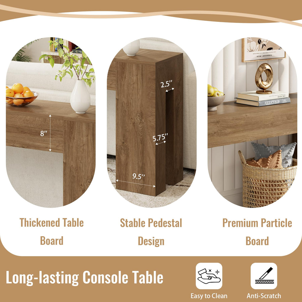 79-Inch Natural Oak Sofa Console Table R509