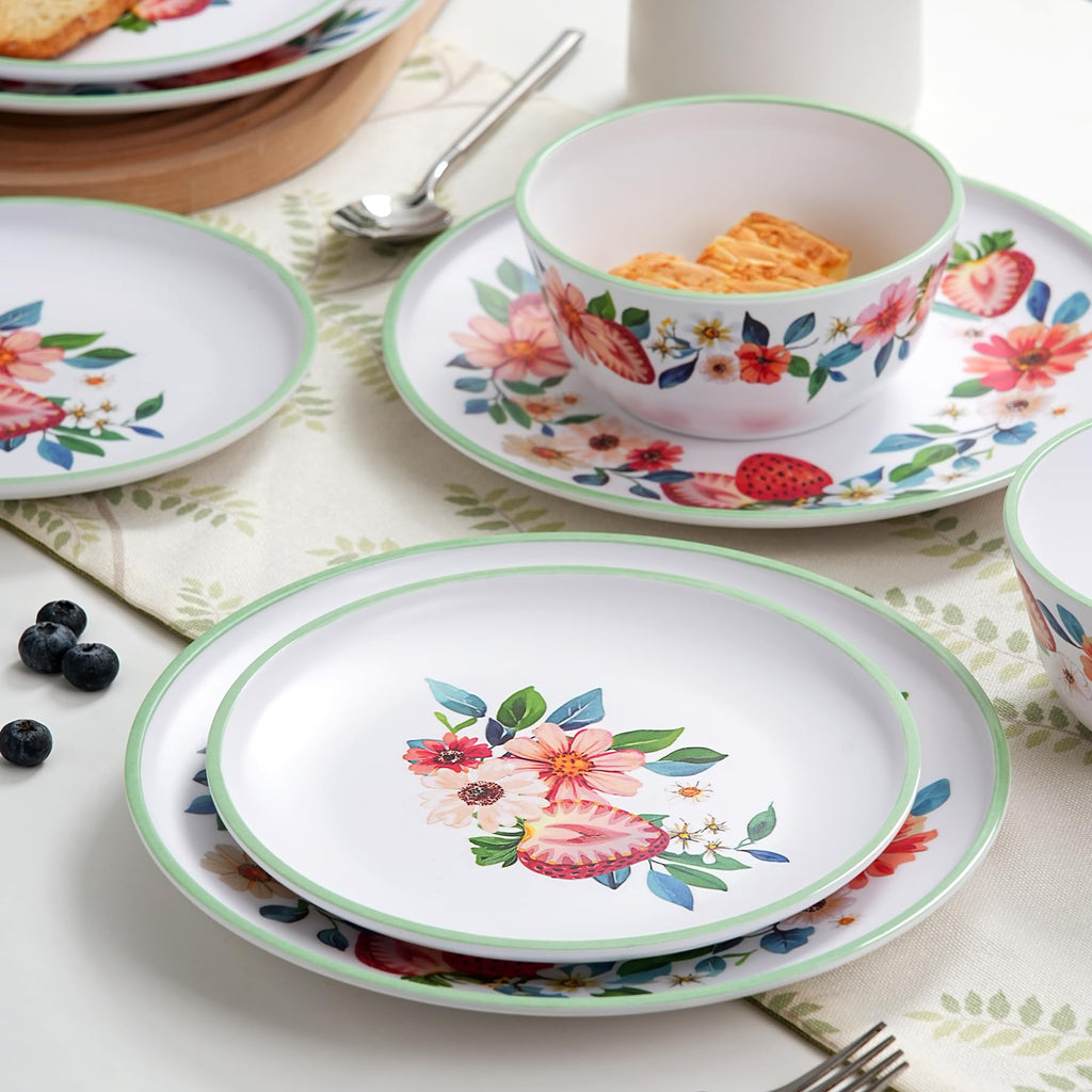 12-Piece Strawberry Melamine Dinnerware Set B3310