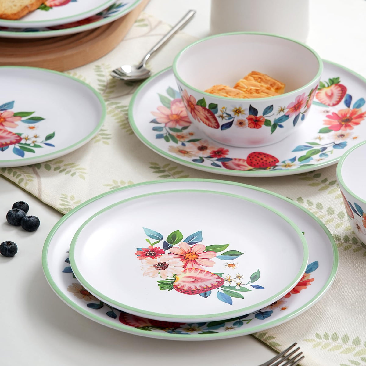 12-Piece Strawberry Melamine Dinnerware Set B3310