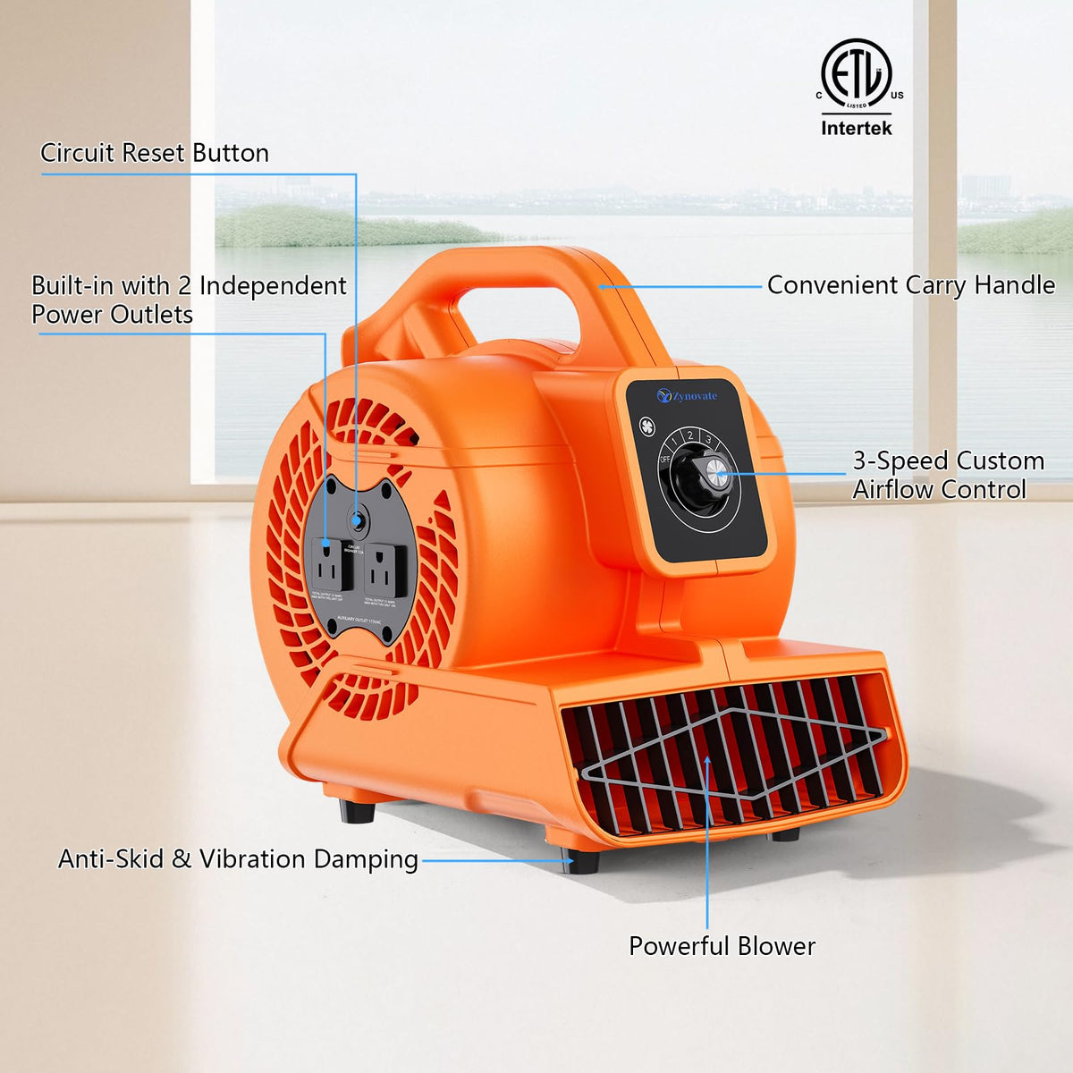 1/6 HP 600 CFM Portable Air Mover Blower Fan K30139