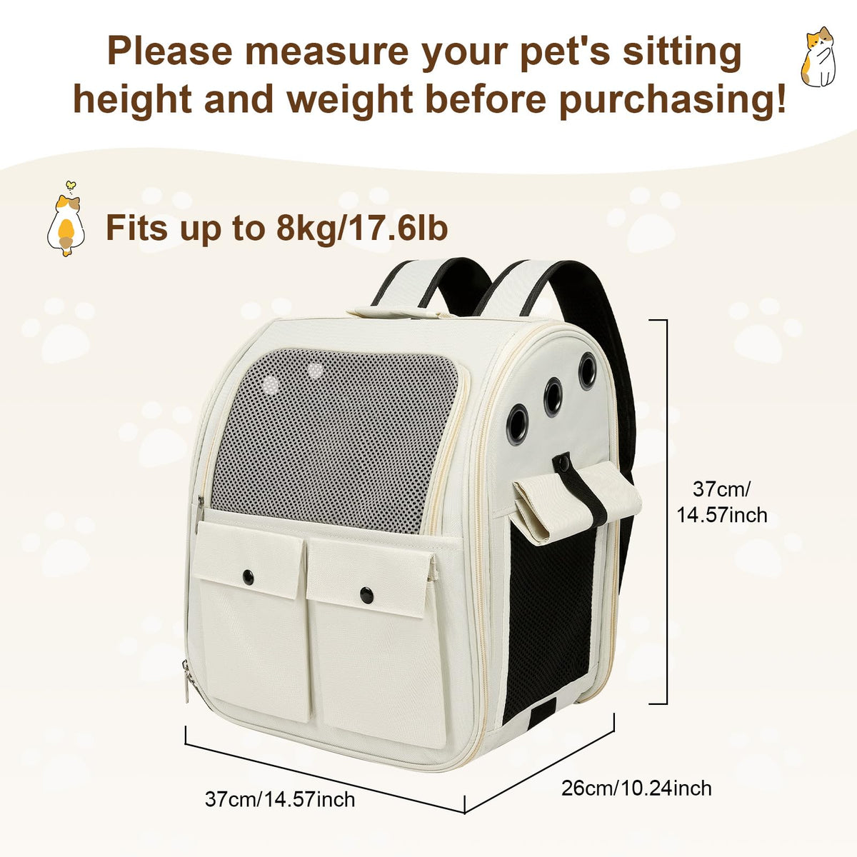 Ventilated Breathable Mesh Cat Carrier Backpack E358610