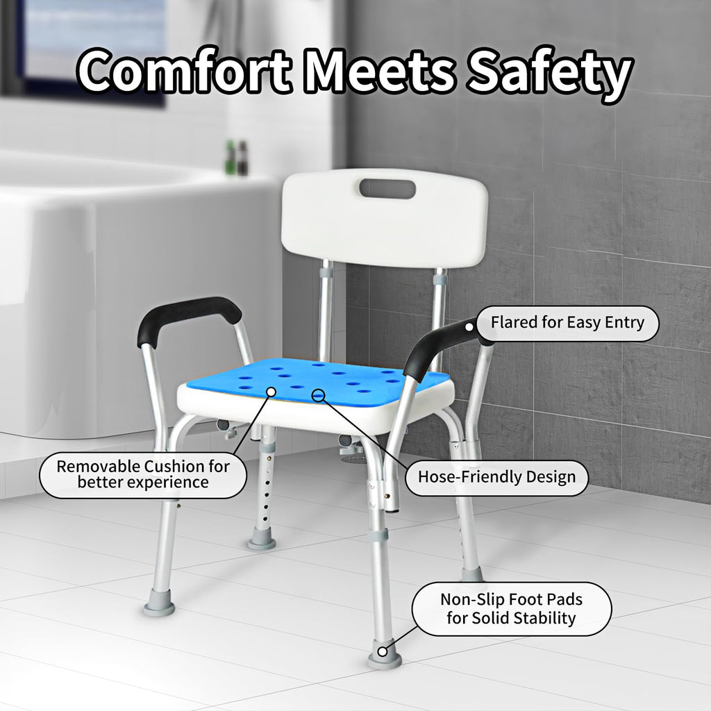Extra Wide 300 lbs Capacity Shower Chair with Arms & Back H997384