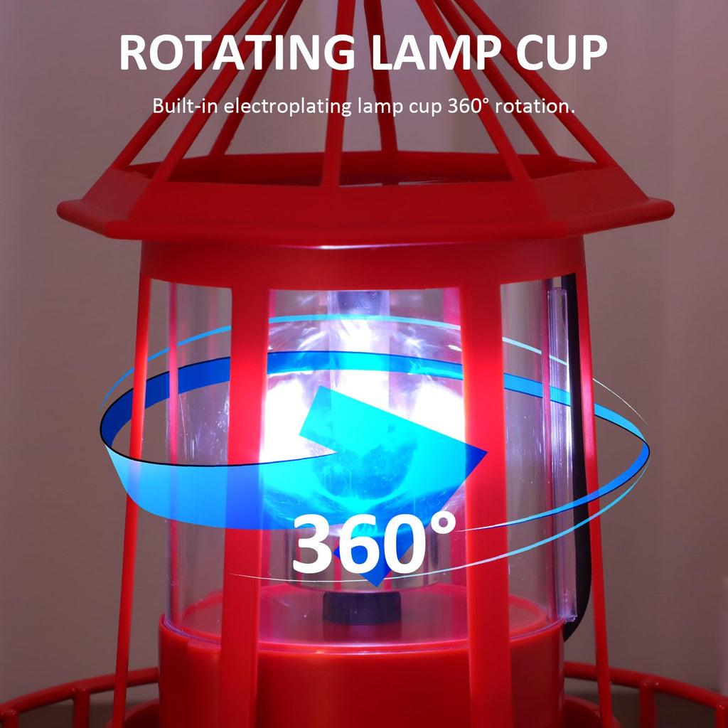 Solar Lighthouse Rotating Beacon Light Red Iron T1364