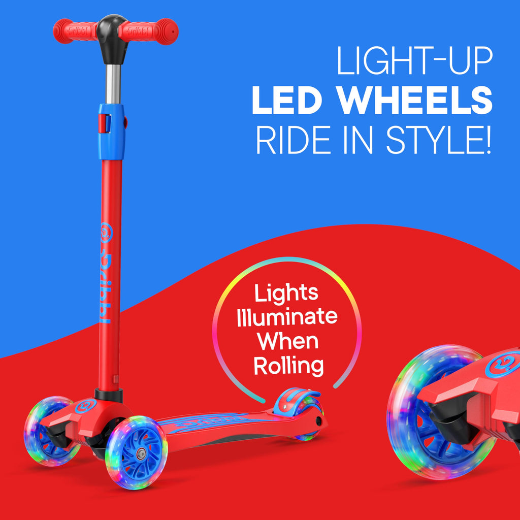3-Wheel Kids Scooter Adjustable Height Anti-Slip Deck Red and Blue S58684