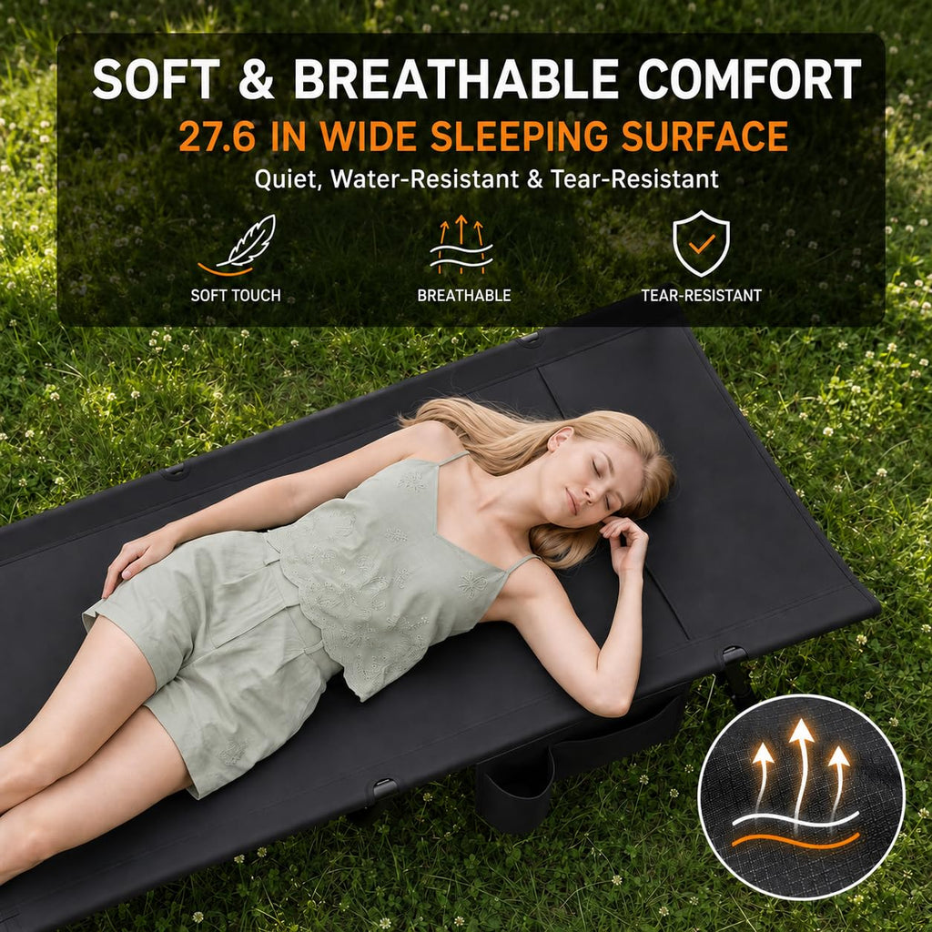 Portable Camping Cot with Pillow Pocket Q7950