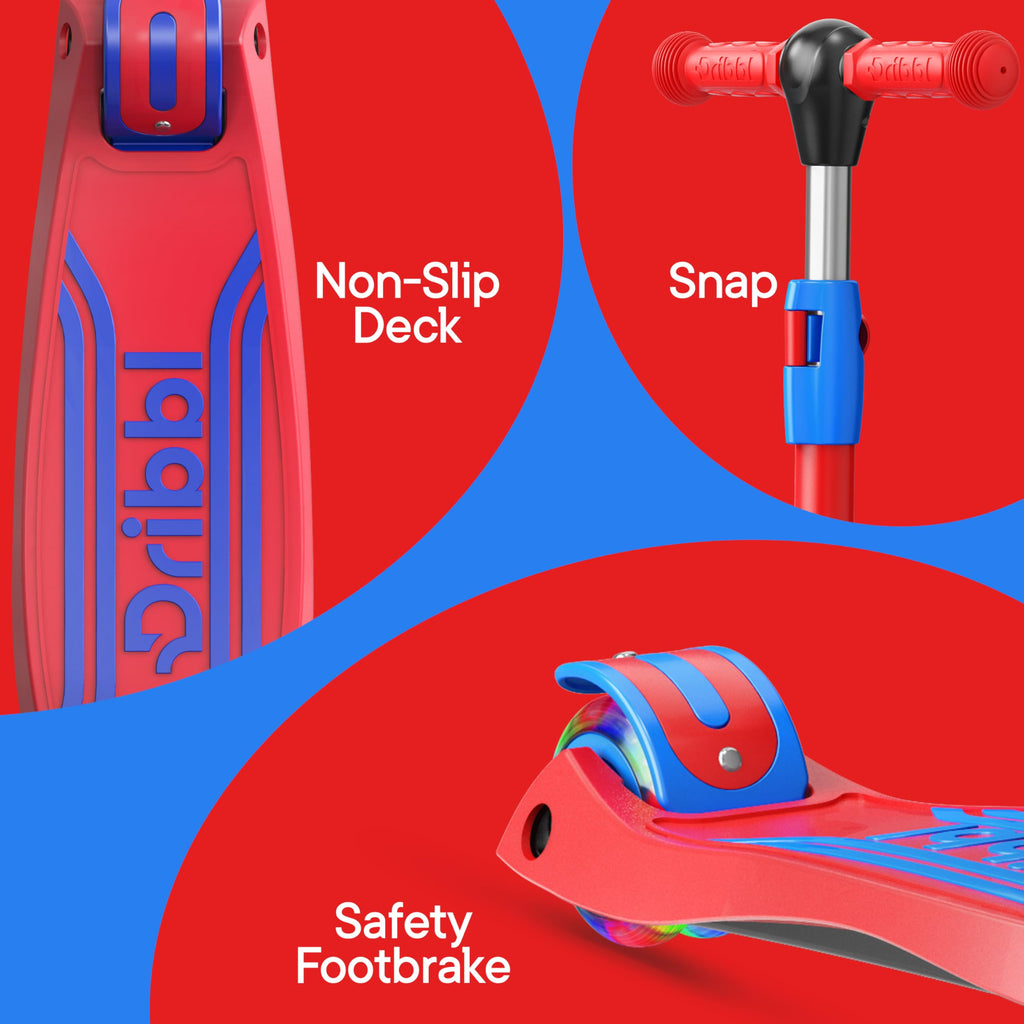 3-Wheel Kids Scooter Adjustable Height Anti-Slip Deck Red and Blue S58684