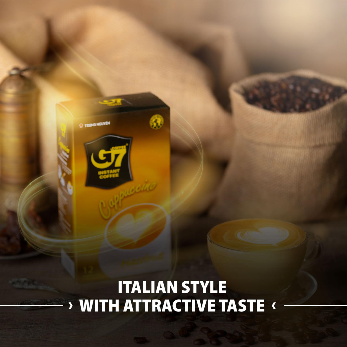 Pure Black and Cappucino Hazelnut Instant Coffee J946