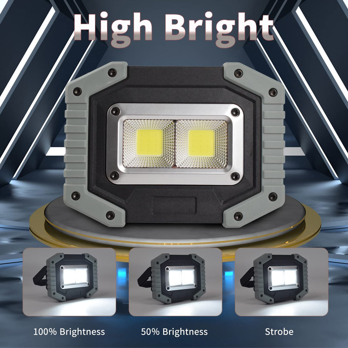 LED Work Light 2-Pack 30W 1500LM Portable Rechargeable Magnetic Base I501314