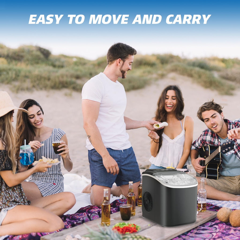 Black Portable Countertop Ice Maker with Scoop & Basket O863