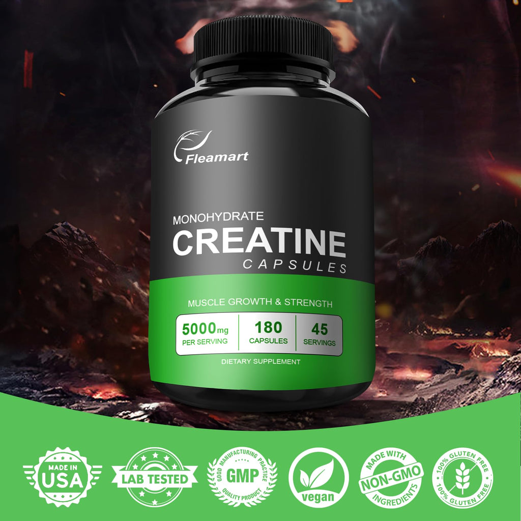 Micronized Creatine Monohydrate 5000mg 180 Capsules E155