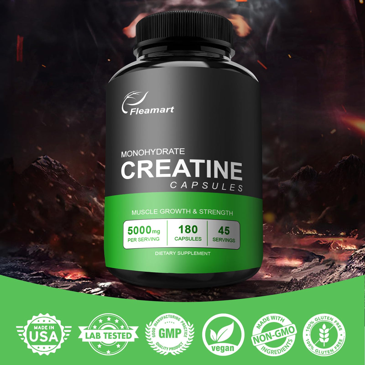 Micronized Creatine Monohydrate 5000mg 180 Capsules E155