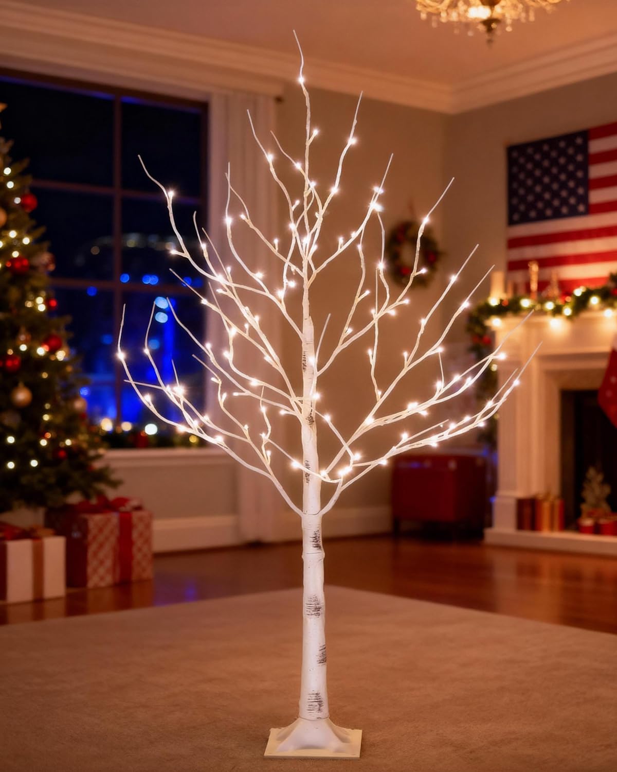 Lighted Birch Tree Set 4ft 6ft 8ft 512 Warm White LEDs X36261