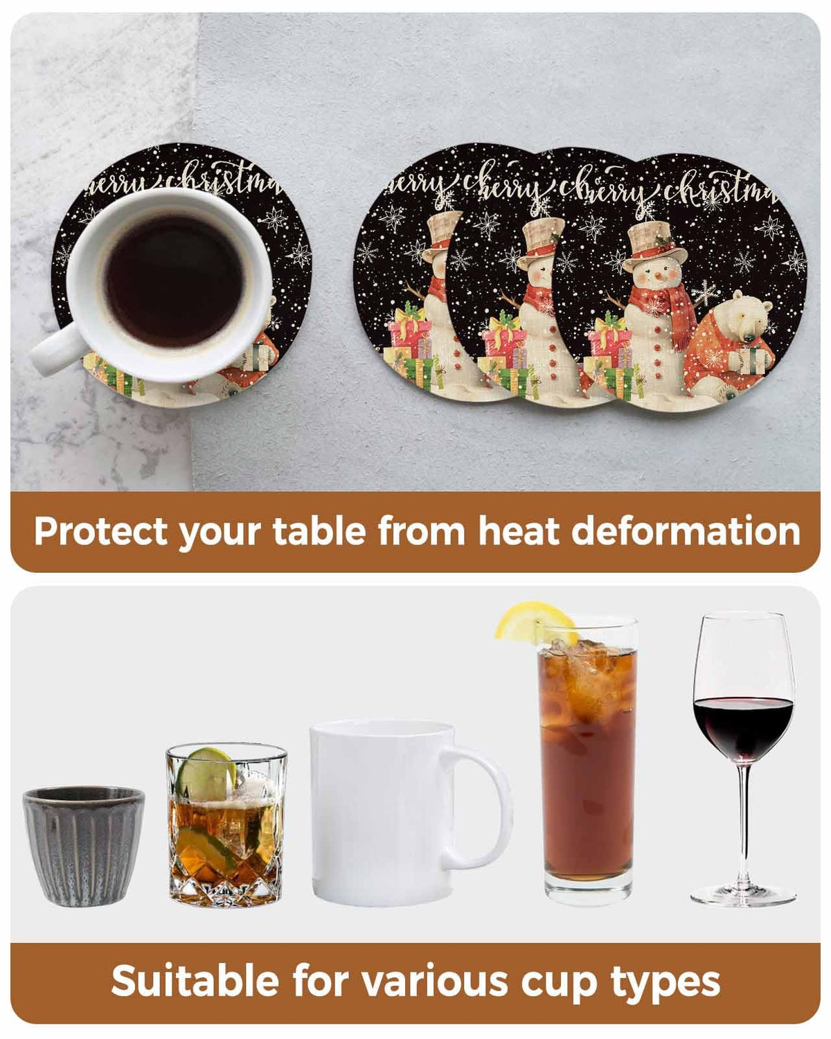 Set of 6 Absorbent Ceramic Stone Coasters with Holder H575557