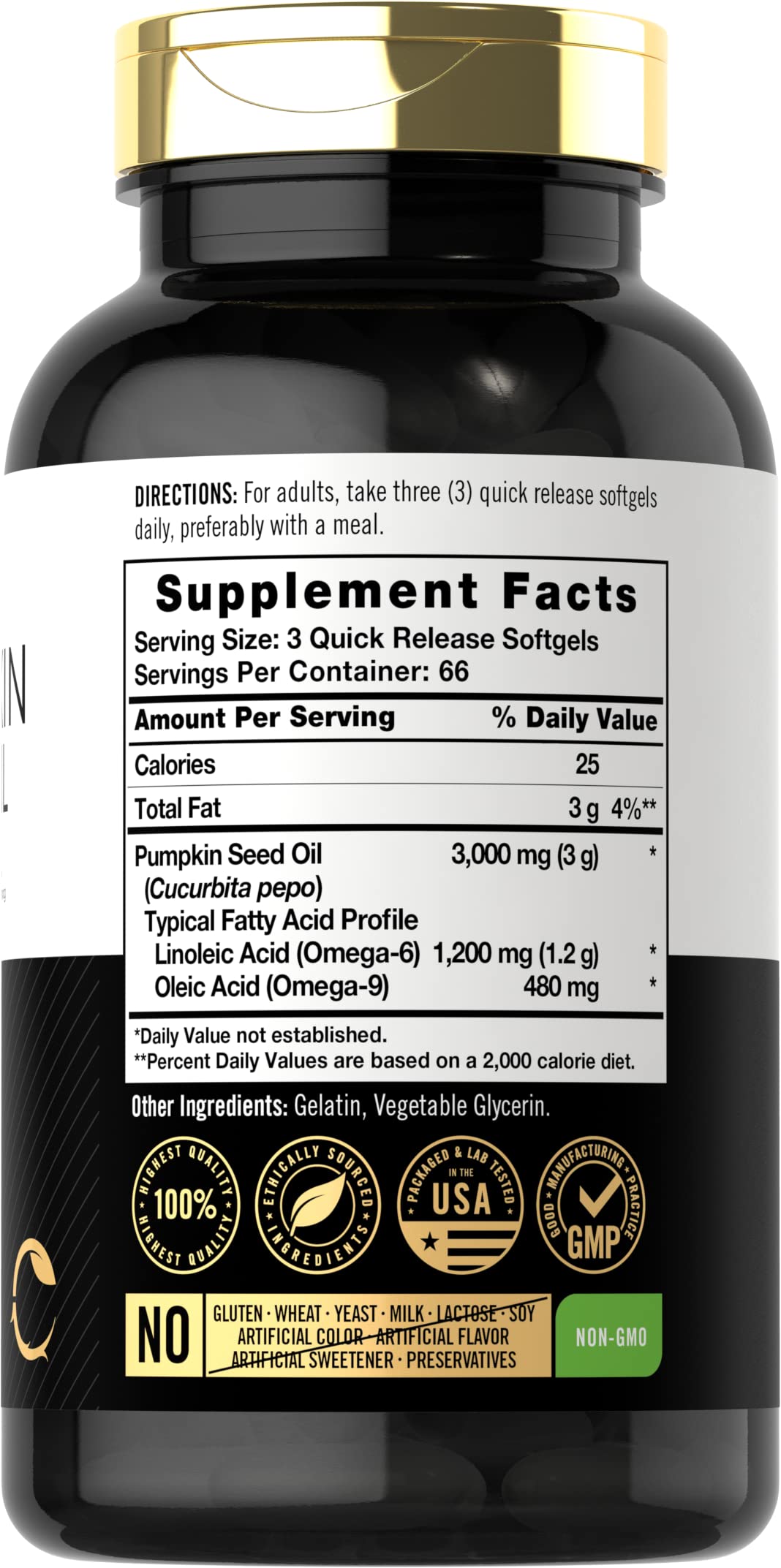 Pumpkin Seed Oil 3000mg 200 Softgels Y962212