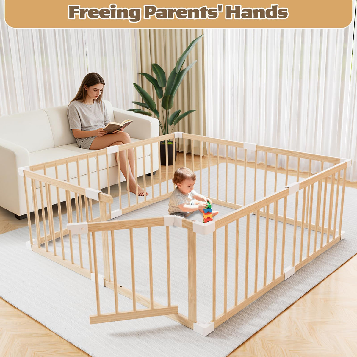 Wooden Baby Playpen 53"x53" J301