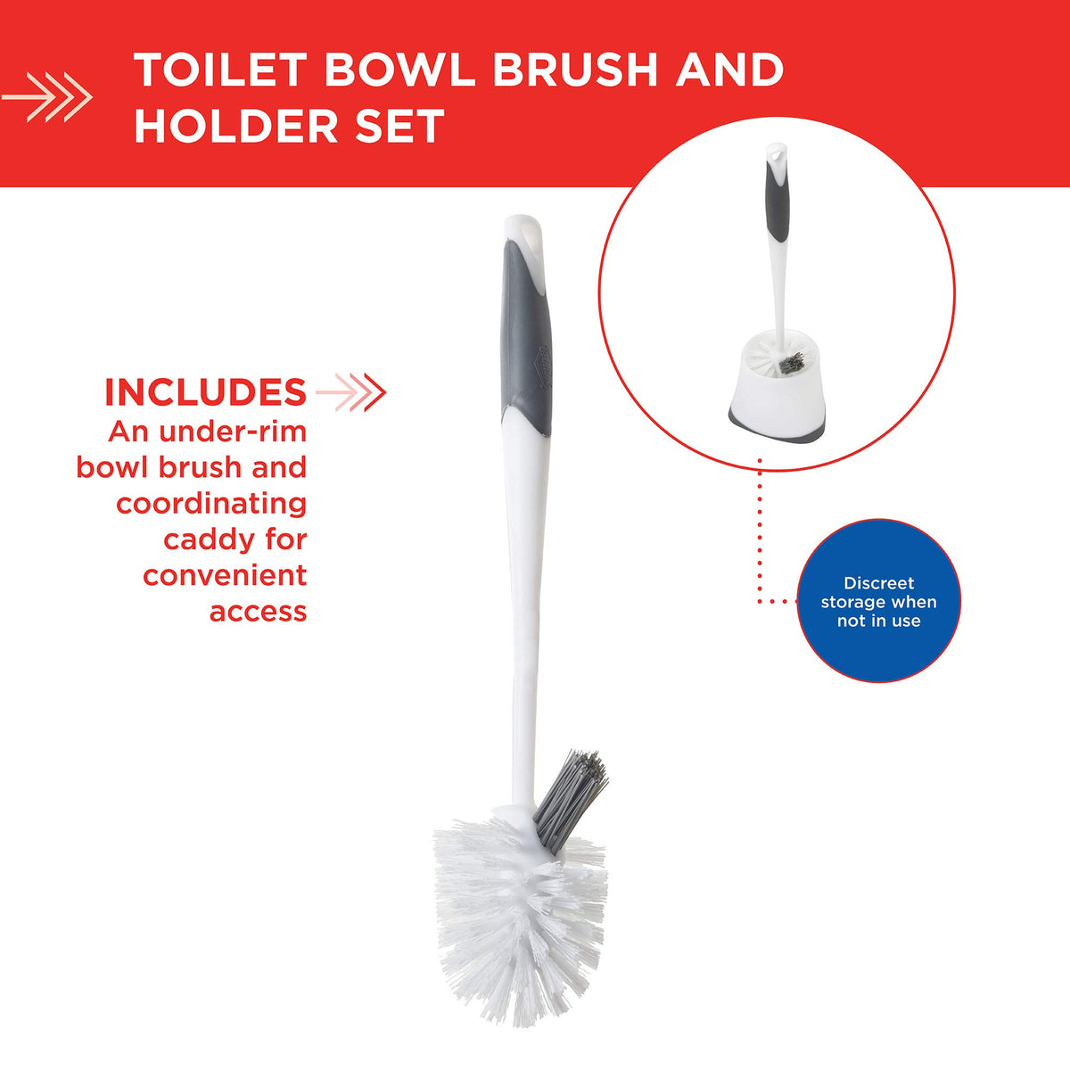 White Toilet Bowl Brush with Storage Caddy S5079