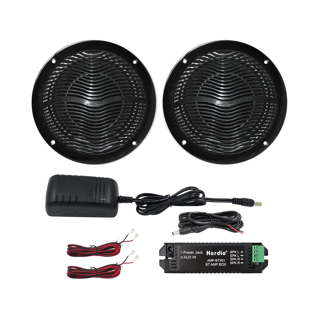6.5 Inch Marine Bluetooth Speakers 2 Way 120W Peak Boat Speakers Pair Black T579041