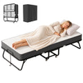 Foldable Single Bed with 5" Memory Foam Mattress and Wheels Q58392
