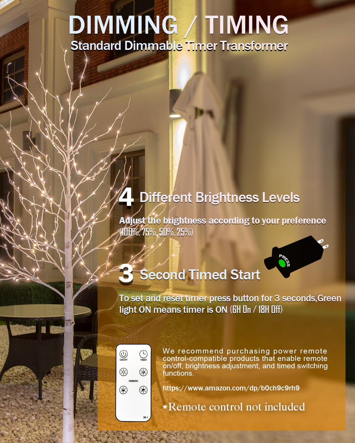 Lighted Birch Tree Set 4ft 6ft 8ft 512 Warm White LEDs X36261