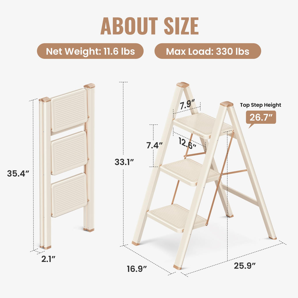 3 Step Folding Ladder with Anti Slip Pedal Y990653