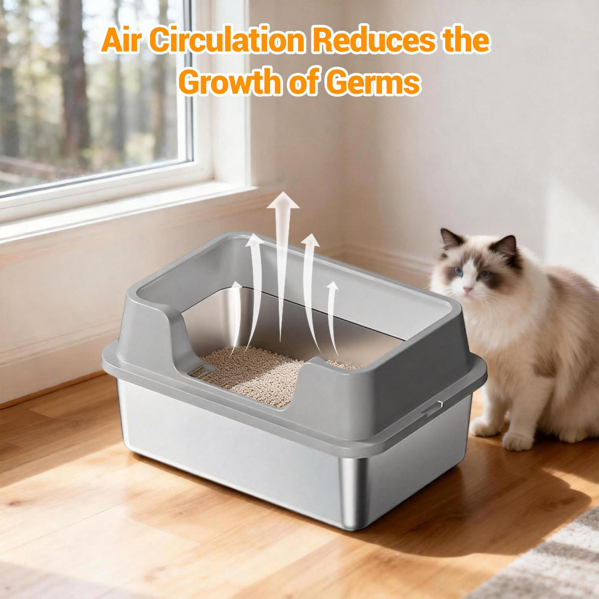 XL Enclosed Stainless Steel Cat Litter Box with Lid S11660