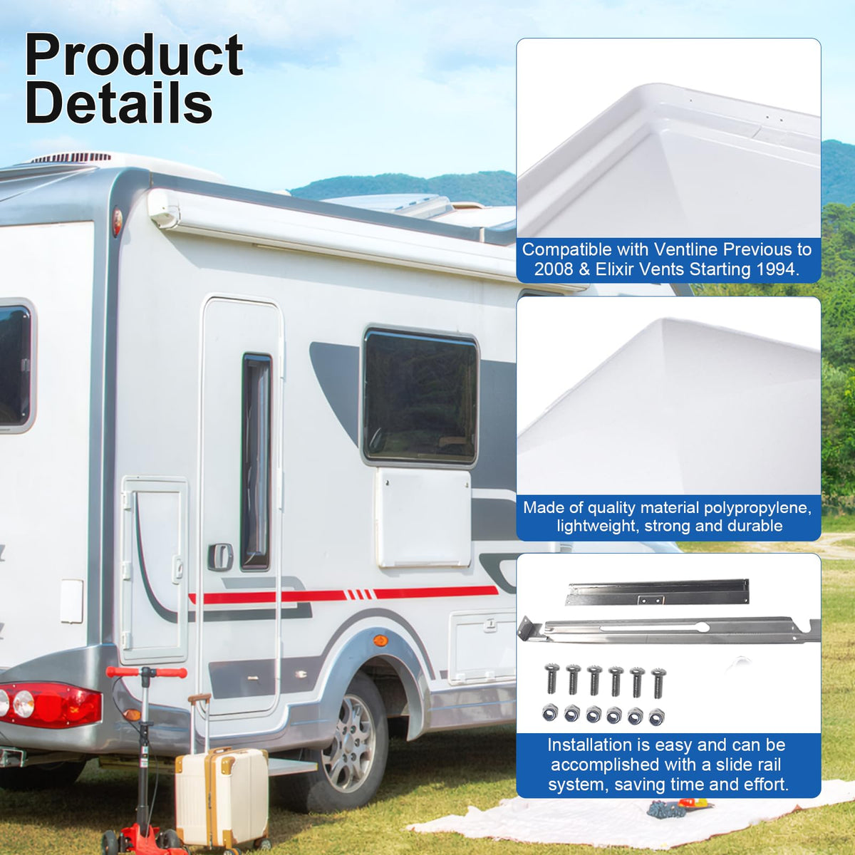 14"x14" RV Roof Vent Cover, 2-Pack V37622
