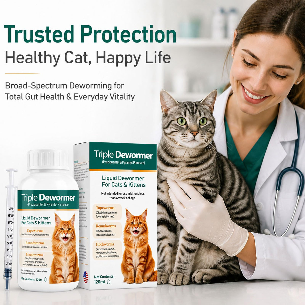Liquid Dewormer for Tapeworms, Roundworms & Hookworms, 120 mL T366