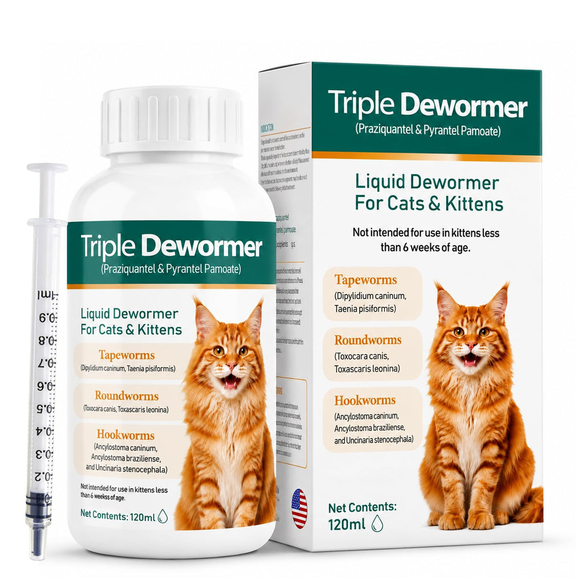 Liquid Dewormer for Tapeworms, Roundworms & Hookworms, 120 mL T366